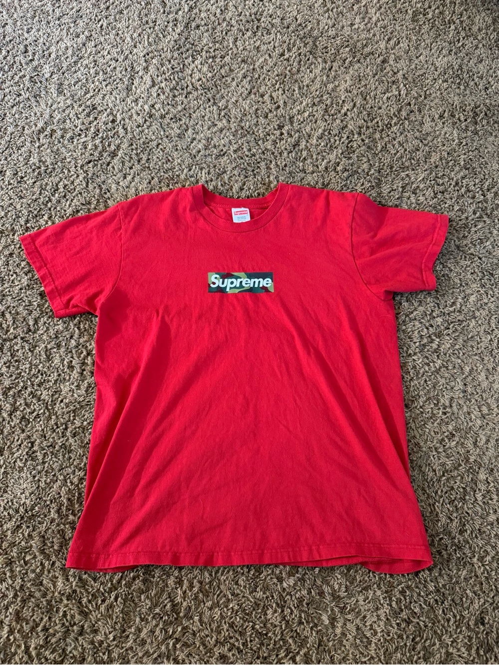 supreme red camo box logo t